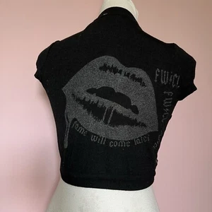 Fame Will Come Later Black Sequin Bolero Crop Cardigan Waistcoat Metallic FWCL - Picture 1 of 5