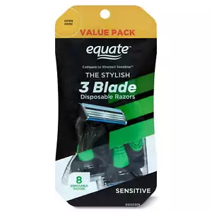 Equate The Stylish 3 Blade Sensitive Disposable Razors Value Pack, 8 count - Picture 1 of 11