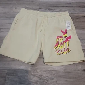 Pacsun Shorts Mens Medium Cream Fleece Graphic Logo Drawstring Shorts Pockets - Picture 1 of 13