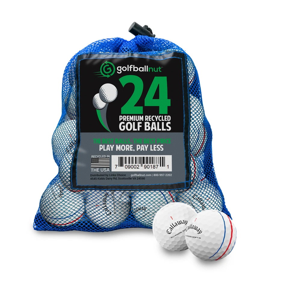 Pelotas de golf usadas Callaway cromadas suaves triple pista pelotas de golf casi como nuevas con bolsa Foto 1 de 4