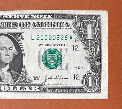 2002 May 26 (L 20020526 A) Birthday Note $1 One Dollar Bill - Image 1 of 3