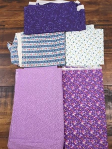 Menge Stoff, Schattierungen von Lila und Blau, Floral, 1 Pfund 2 Unzen - Bild 1 von 6