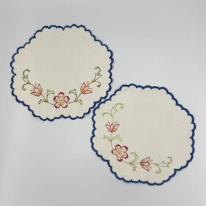 De Colección Bordado a Mano Floral Lino Cómoda Bufandas Set 2 piezas Cottagecore Shabby - Imagen 1 de 3