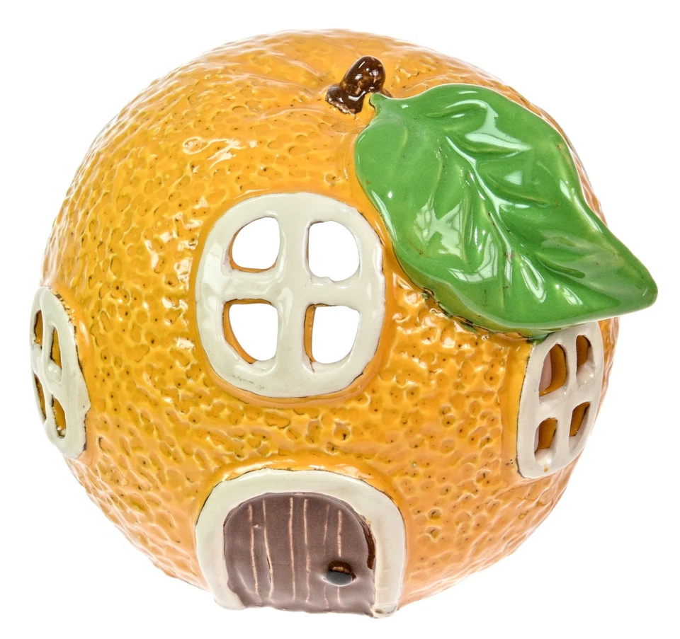 Orange Fruit House Tealight Candle Holder, Ceramic Home Tealight FREE DELIVERY - Image 1 of 1