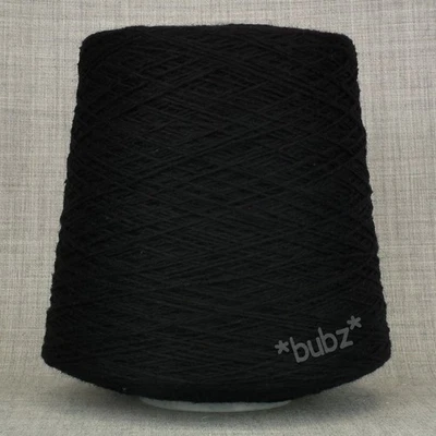 SOFT PURE SHETLAND WOOL 4 PLY YARN BLACK 300g CONE 6 BALLS HAND MACHINE KNITTING - Image 1 of 3