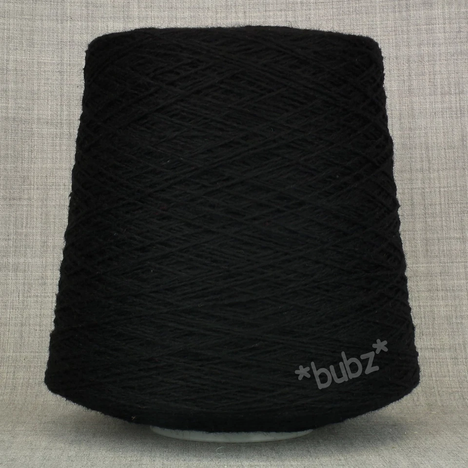 SOFT PURE SHETLAND WOOL 4 PLY YARN BLACK 300g CONE 6 BALLS HAND MACHINE KNITTING - Image 1 of 3