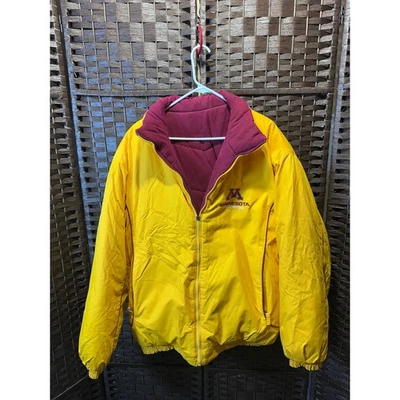 Minnesota Golden Gophers NCAA Reversible Full Zip Puffer Jacket Coat Yellow - Imagem 1 de 4