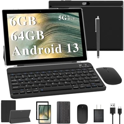 2025 Android Tablets 10 inch, 2 in 1 Tablet with Keyboard，6 +64 GB+1TB Expand... - Image 1 of 4