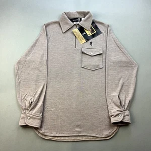 Vintage Browning Thermal Shirt Adult Small Beige 1/4 Zip Hunting Outdoor 90s - Picture 1 of 10