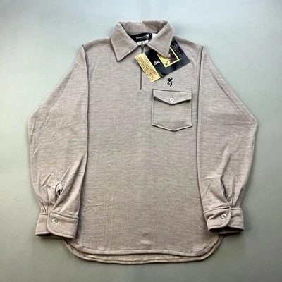 Vintage Browning Thermal Shirt Adult Small Beige 1/4 Zip Hunting Outdoor 90s - Image 1 of 4
