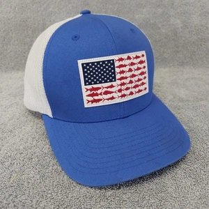 Columbia PFG Hat Flag Patch Trucker Snapback Hat Baseball Cap Mesh Back Blue - Picture 1 of 22
