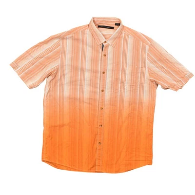 Camisa Y2K Sean John 2XL Naranja Algodón Manga Corta Bolsillo Rayas Foto 1 de 4