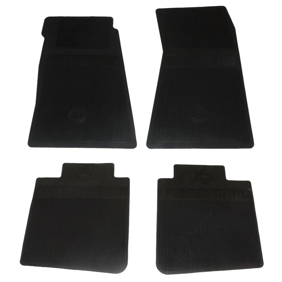 Factory Rubber Floor Mats With Bow Tie Logo Black 1967-74 GM F-Body X-Body 4pc — 第 1/4 张图片