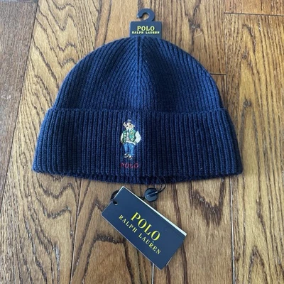 Polo Ralph Lauren Beanie Hat Embroidered Collegiate Varsity Bear NWT New PC1299 - Image 1 of 4