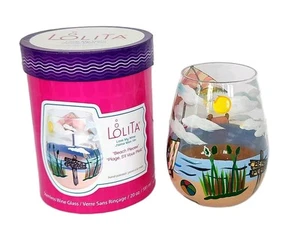 Lolita Love My Wine "Beach Please" handbemalt ohne Stiel 20 Unzen Weinglas verpackt - Bild 1 von 11