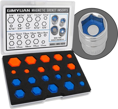 21PCS Magnetic Socket Inserts for SAE Metric 5/16 to 7/8 Inch, 8mm to 19mm Unive - Image 1 of 4