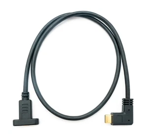 USB 3.1 Cable 50 CM Type C Plug To Socket Screw Angle Adapter IN Black - Zdjęcie 1 z 4