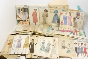 74X Lot Vintage Sewing Patterns 1940s-70s Vogue McCalls Butterick Uncounted...