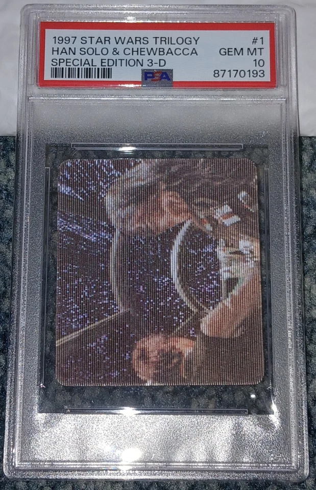 1997 STAR WARS TRILOGY SE 3-D #1 HAN SOLO & CHEWBACCA POP 8 PSA 10 GEM MINT - Image 1 of 2