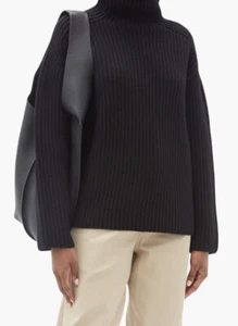 NEW Acne Studios Kanamda Roll-neck Ribbed Wool Sweater - Black - XS - Picture 1 of 9