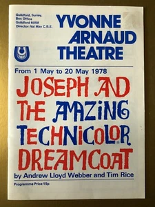Programa Joseph de Andrew L. Webber con Jess Conrad 1978 553d - Imagen 1 de 3