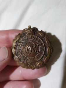 Original Victorian Cap badge Engineer Volunteers QVC Hat 2 Lugs Boer War Antique - Picture 1 of 5