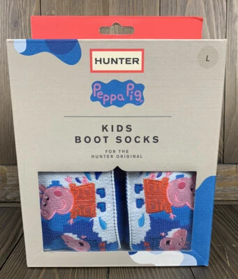 Hunter Peppa Pig Kids Boot Socks Dragonfly Blue Size L US 1-3 Children’s - Image 1 of 3