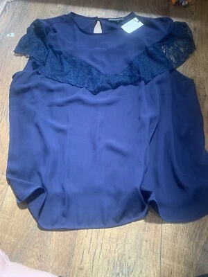 BNWT Blue Lace Detail Capsule Blouse Size 26 - Image 1 of 3