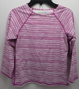Garnet Hill Kids Sz 10 UPF Swim Tee Magenta Stripes Long Sleeve Rash Guard EEUC - Picture 1 of 7
