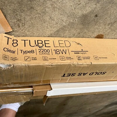 Sunco 10 Pack T8  Type B Ballast Bypass Led Tube 5K 18Watts 2200 Lumens 5000k - Image 1 of 4