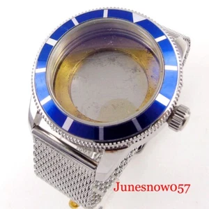 Big 46mm Alloy Bezel Watch Men Case Fit MINGZHU MIYOTA ETA Movement Steel Strap - Picture 1 of 4