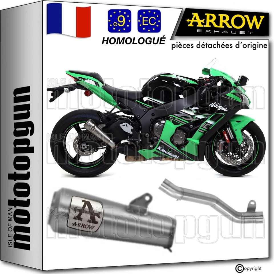 �CHAPPEMENT RACCORD ARROW POUR KAWASAKI ZX-10R 2016 2019 PRO-RACE TITANE