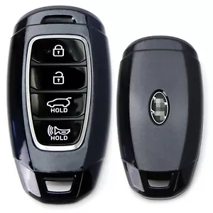 Black Gloss Finish Hard Shell Key Fob Cover For Hyundai Kona Veloster Elantra GT - Picture 1 of 7