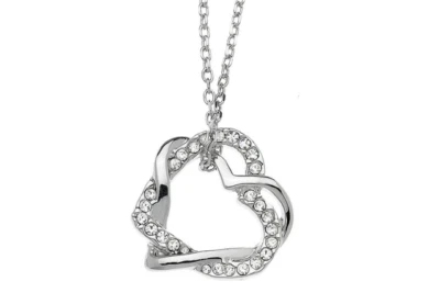Crystals From Swarovski Starlet Double Heart Necklace Sterling Silver Overlay  - Image 1 of 3