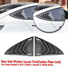 Carbon Fiber Look Rear Window Louver Shutter Cover For Tesla Model 3 2017-2023