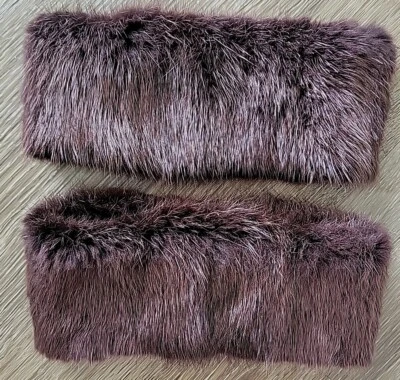 Pelo de visón o piel de conejo para ribete de manga de abrigo marrón natural para manualidades pares hágalo usted mismo Foto 1 de 4