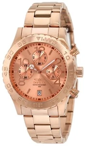 Invicta Mens 1271 Specialty Chronograph Rose Dial 18k Rose Gold Ion-Plated Watch - Picture 1 of 1