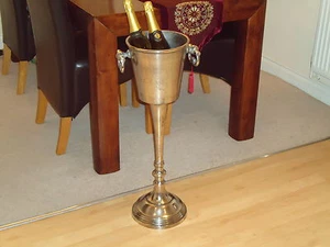 Floor Standing Champagne Ice Bucket Vintage Silver Stand Wine Cooler Bar Drinks - Picture 1 of 3