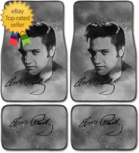 Elvis Presley Carpet Car SUV Truck Floor Mats 4 Pieces Custom Print Design Gray - Picture 1 of 6