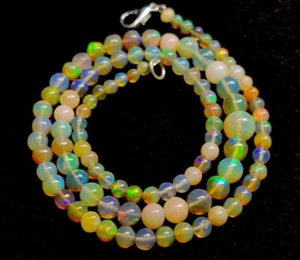 Collana di perle opale etiope naturale 47 ct perle opale multi fuoco perline 17 pollici - Foto 1 di 8
