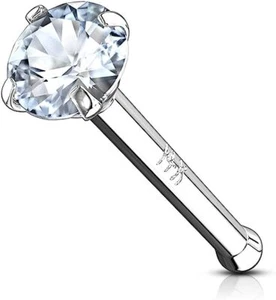 Nasenring Nietenknochen 20G Kubik Zirkonia 14K Weißgold - Bild 1 von 1