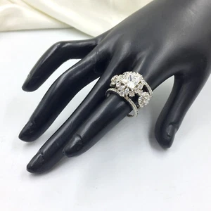 Glittering Cluster Design Multi Shape Cubic Zirconia Unique Band ( 6.50 Size ) - Picture 1 of 6