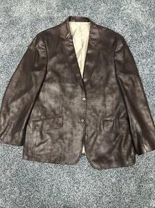 Andrew Fezza 100% Polyester Vintage Brown Leather Jacket Size 44R - Picture 1 of 6