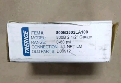 Trerice 800B2502LA100 D06912 Pressure Gauge 2.5" 60PSI 1/4" NPT LM D4 - Image 1 of 2
