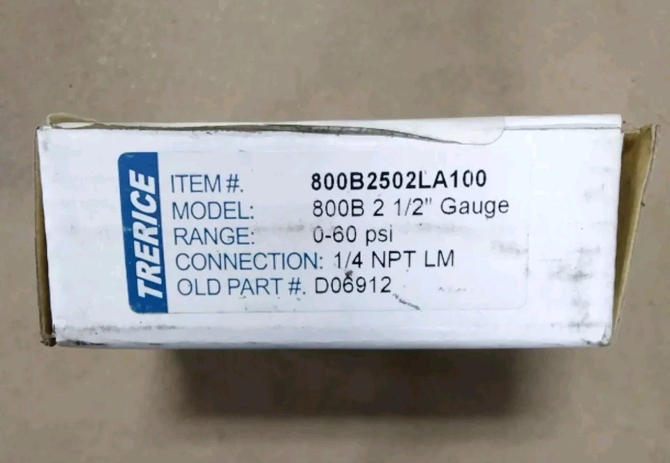Trerice 800B2502LA100 D06912 Pressure Gauge 2.5" 60PSI 1/4" NPT LM D4 - Image 1 of 2