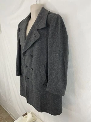 John Weitz Mens 42R Gray Forstmann Wool Thnsulate USA Made Dbl Breasted Top Coat - Image 1 of 4