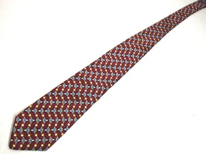 Robert Talbott Mens Necktie Tie Burgundy Red Blue Geometric Silk 58" Designer - Picture 1 of 4