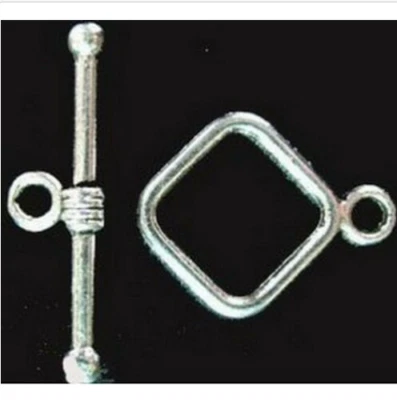 50sets Silver Plated Metal open square toggle clasps - Image 1 of 2