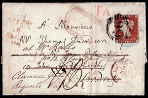 1841 1d Red Plate 50 OJ NAPLES ITALY to London Redirected Regents Park CONTENTS - Picture 1 of 5