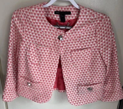 Marc By Marc Jacobs Cropped Jacket Brightest Coral Hexagon Pink/ Peach Size 6 - Image 1 of 4